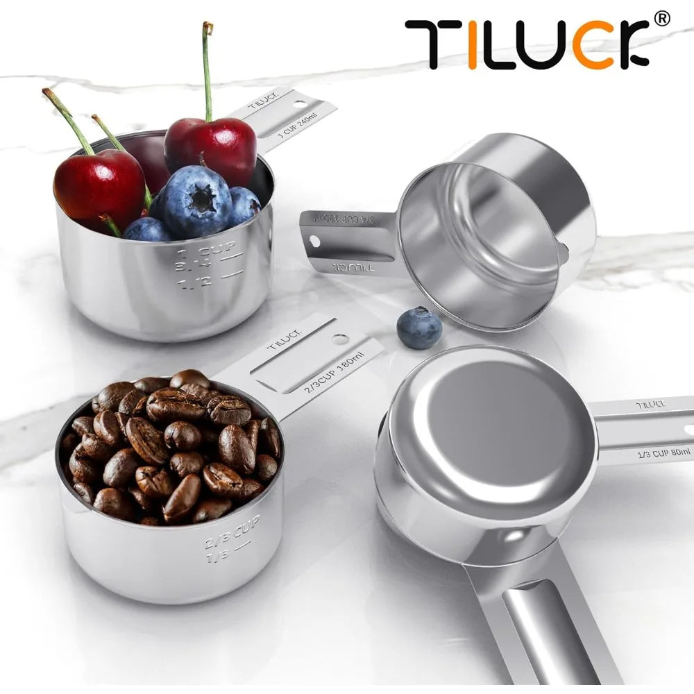 Stainless Steel Measuring Cups Set of 5, Kitchen Gadgets for Cooking & Baking