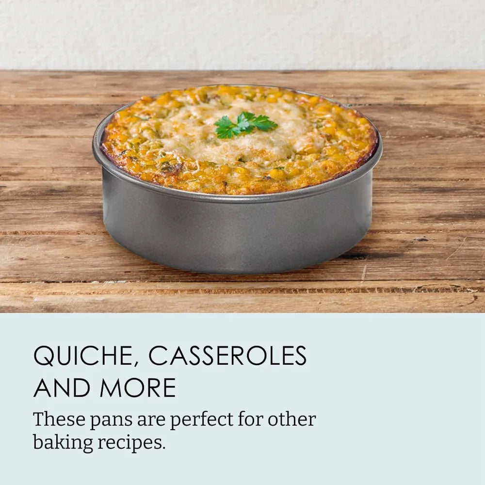 Professional Nonstick Round Cake Pan Set, 3-Piece - 6, 8, 10 Inch, Heavy-Weight Aluminized Steel for Even Baking