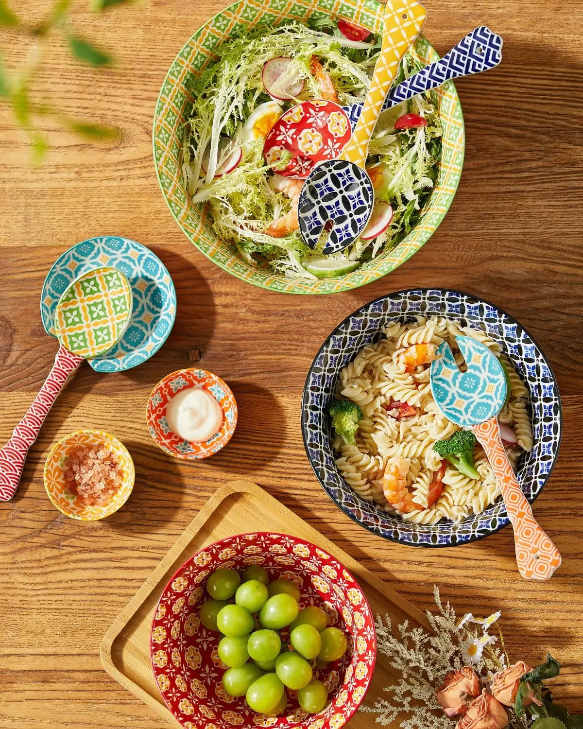 Ceramic Mixing Bowls Nesting Set For Baking And Salad Prep