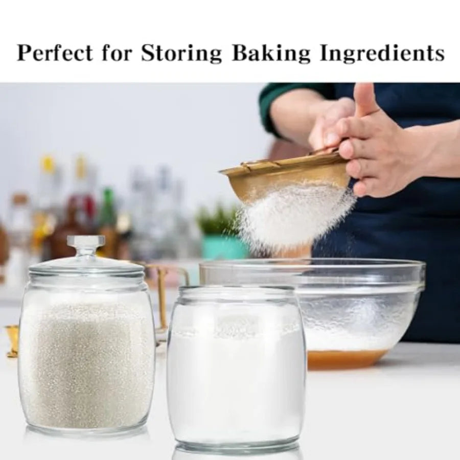 Wide Mouth Glass Storage Jars With Lids For Kitchen Essentials