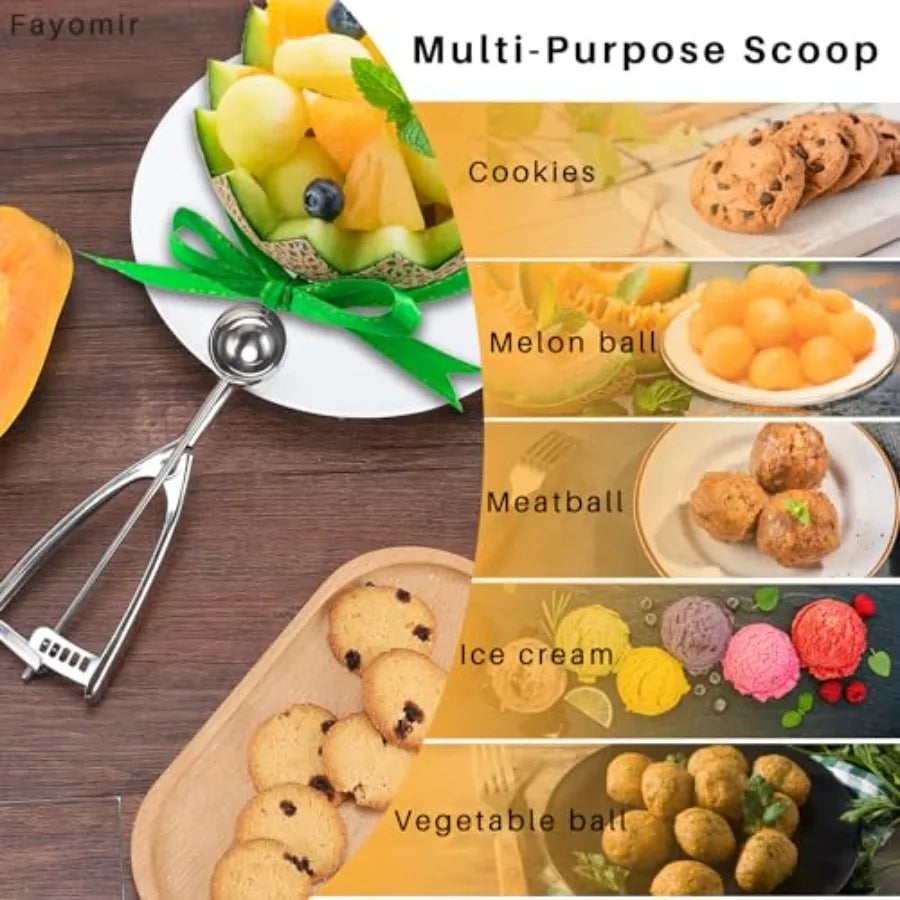 Cookie Scoop Set - Small/1 Tbsp, Medium/2 Tbsp, Large/3 Tbsp - Cookie Dough Scoop, Cookie Scoops for Baking Set of 3, Heavy-Dut