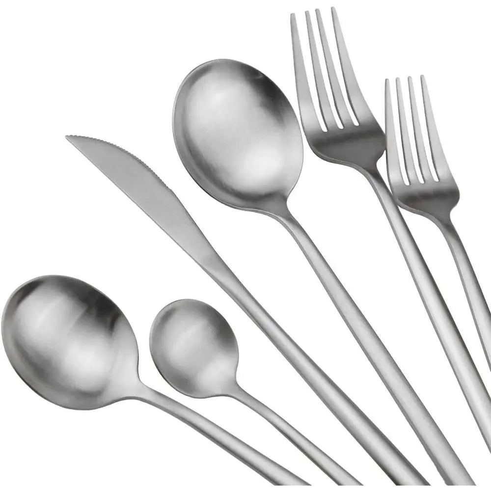 60-Piece ern Matte Silverware Set, 304 StainlSteel latware Cutlery Set, Elegant Kitchen Utensils Service or 12, Includes Dinner