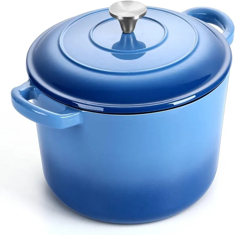 7QT Cast Iron Dutch Oven With Lid, Enameled Cast Iron Dutch Oven With Lid And Dual Handles, Heat Resistant To 500°F (Approx.