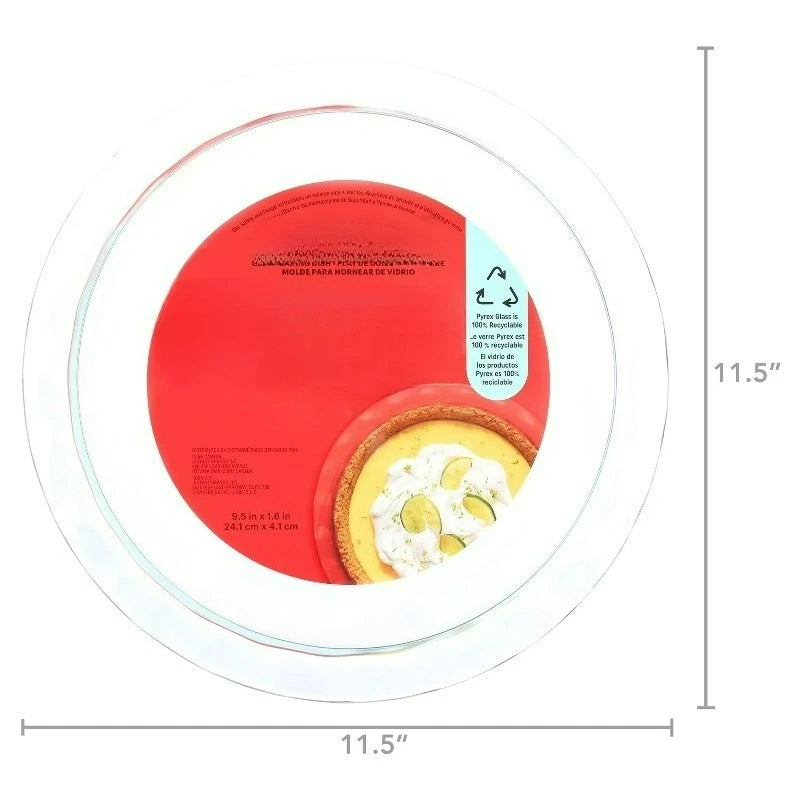 Glass Pie Plate 9.5", Easy Grab, 1 Piece