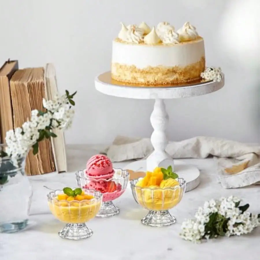 6 Pack Glass Dessert Bowls 4 Oz Glass Ice Cream Cups Mini Trifle Footed Dessert Bowls For Dessert Sundae Ice Cream Salad Cocktail Condiment Trifle