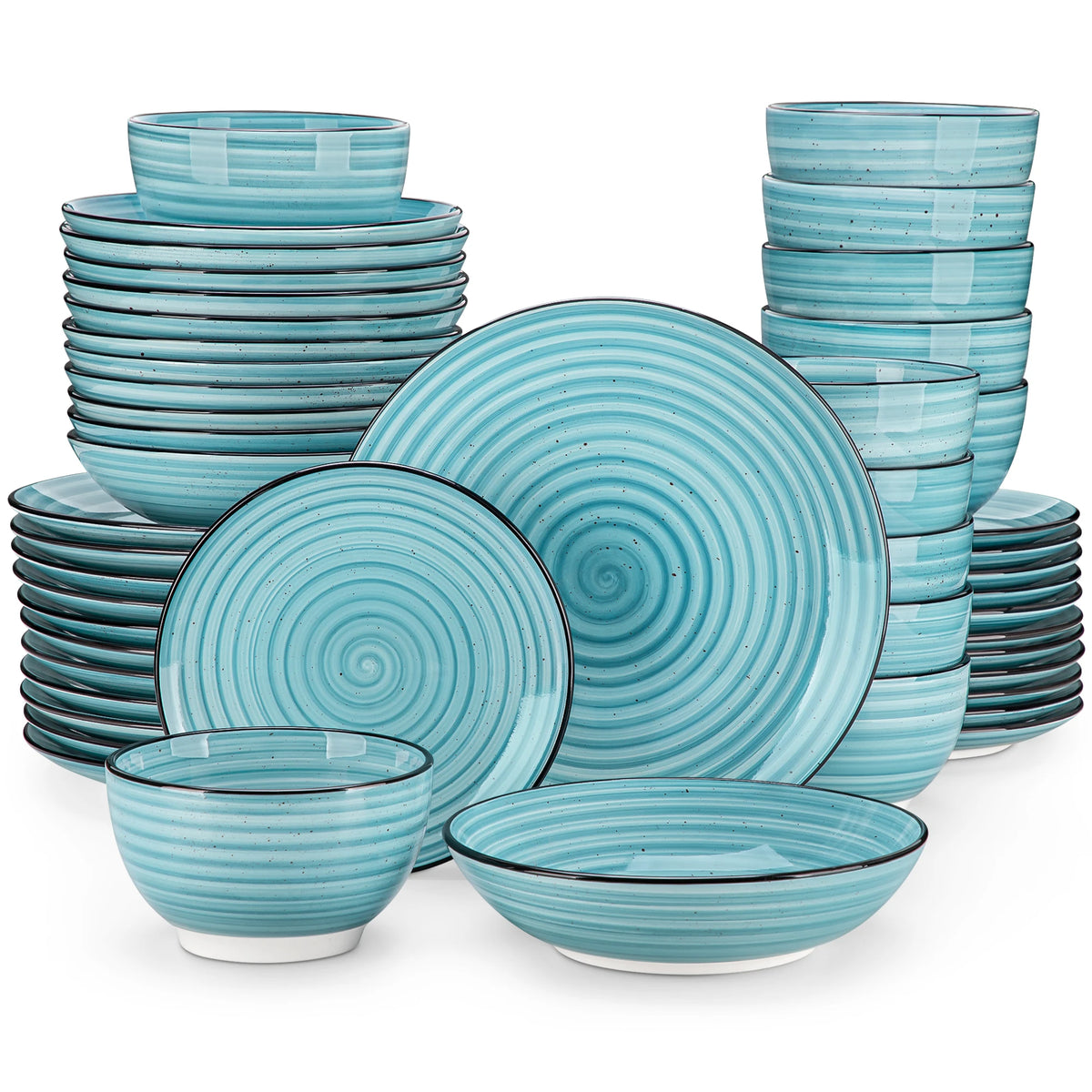 Malacasa Handpainted Spiral Pattern Ceramic Dinnerware Sets