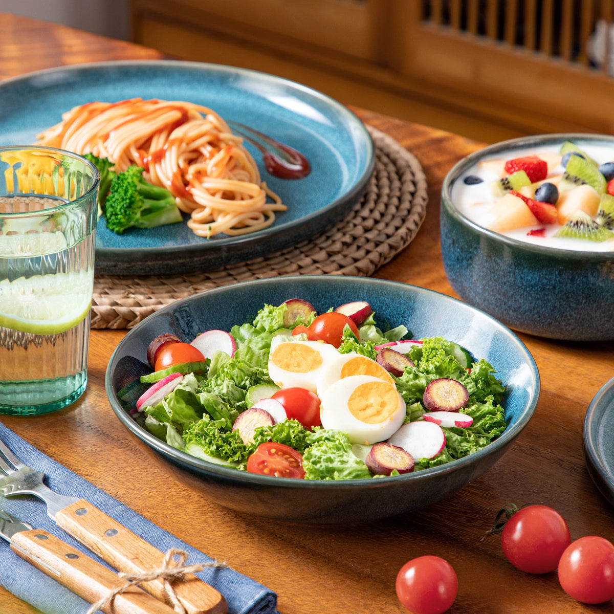 Malacasa Reactive Glaze Ceramic Dinner Set For Four