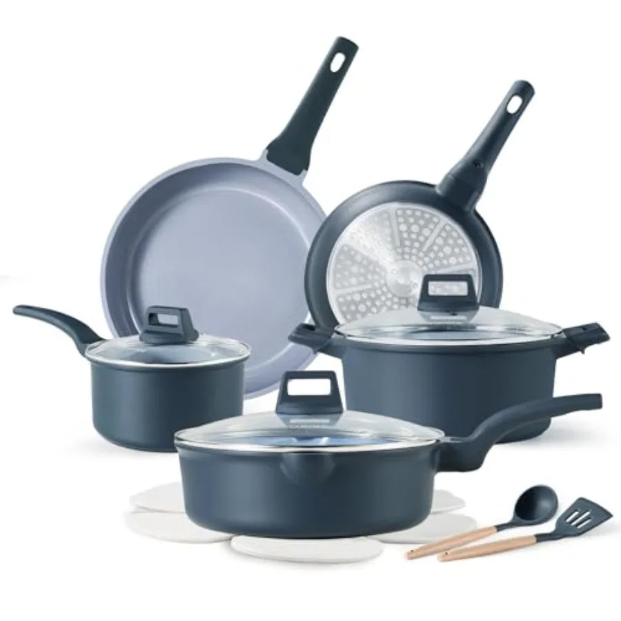 Ceramic Nonstick Cookware Set Pots Pans Non Toxic Pfas Free