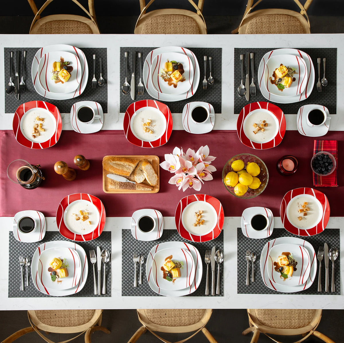 Malacasa Felisa 30 Piece Porcelain Dinner Set With Cups Saucers