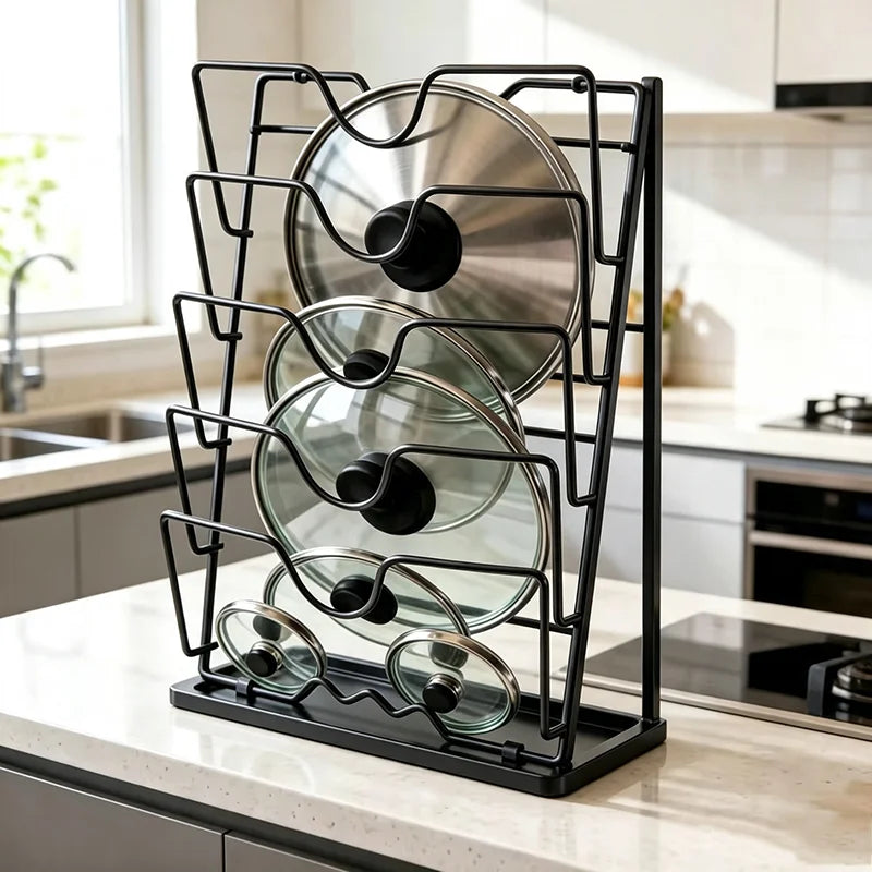 Stainless Steel Wall Mounted Pot Lid Organizer Kitchen Rack