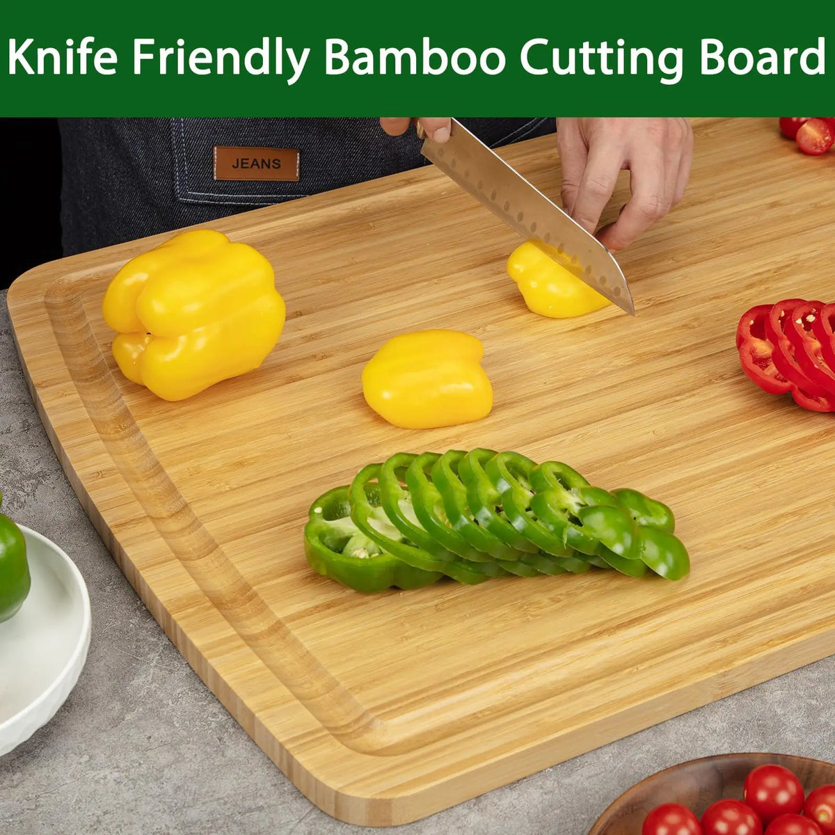 30x20 Inch Large Bamboo Cutting Board for Kitchen, Reversible Wood Noddle Board Stove Top Cover with Deep Juice Grooves, Knives Friendly & Easy to Clean for Home Commercial Use
