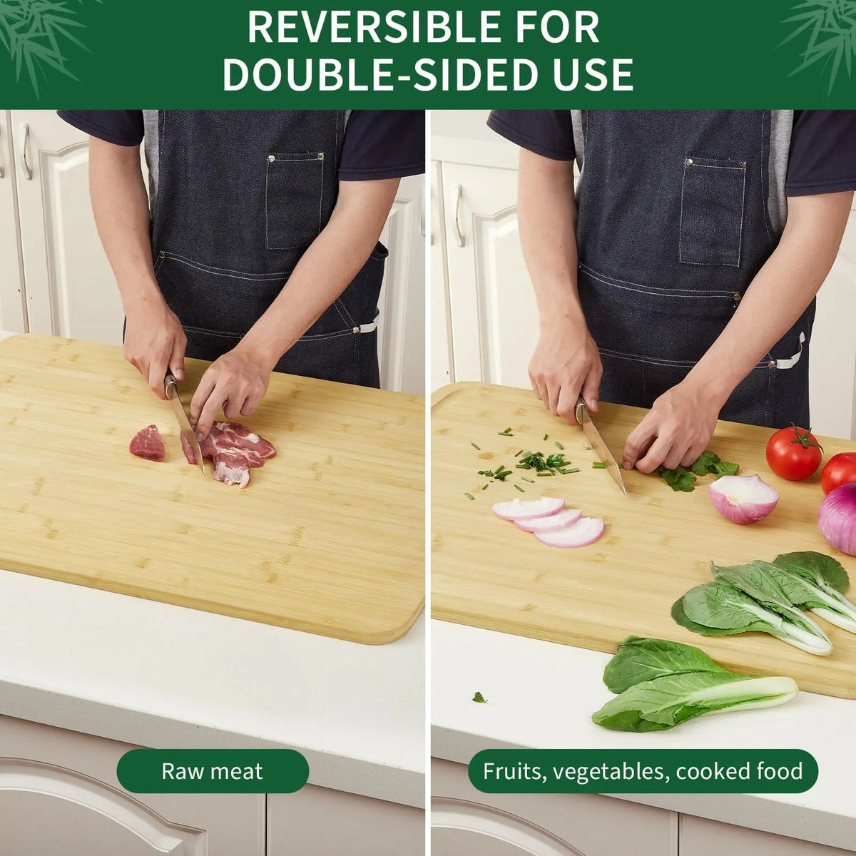 30x20 Inch Large Bamboo Cutting Board for Kitchen, Reversible Wood Noddle Board Stove Top Cover with Deep Juice Grooves, Knives Friendly & Easy to Clean for Home Commercial Use
