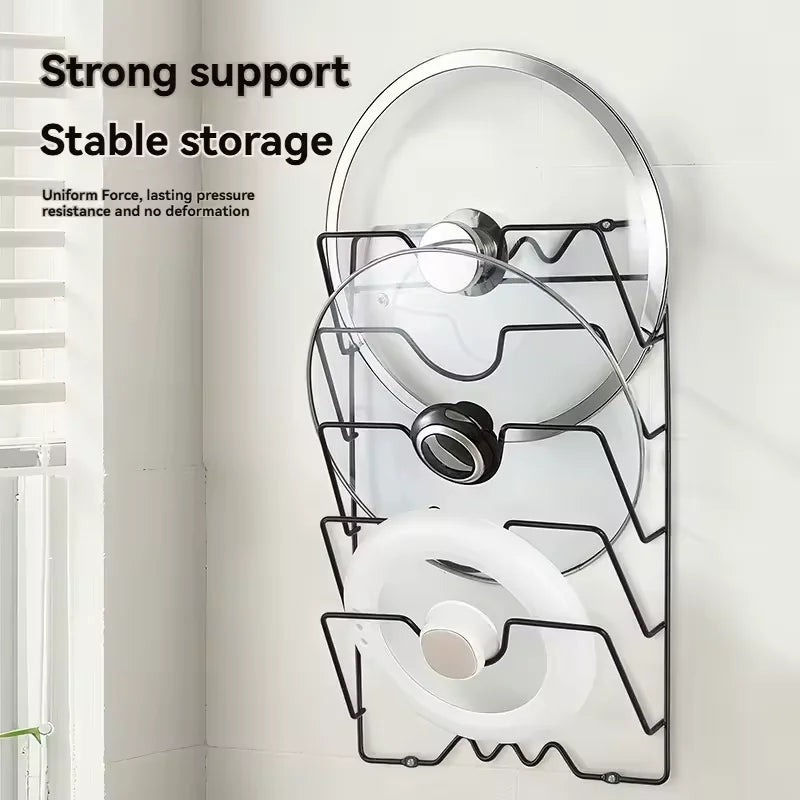 Stainless Steel Wall Mounted Pot Lid Organizer Kitchen Rack