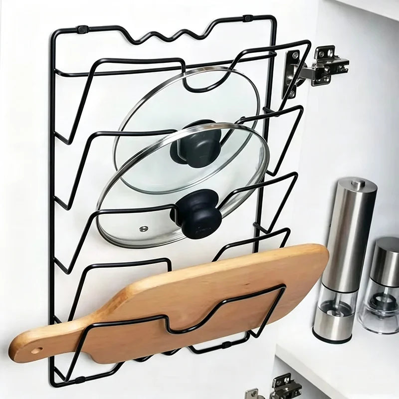 Stainless Steel Wall Mounted Pot Lid Organizer Kitchen Rack