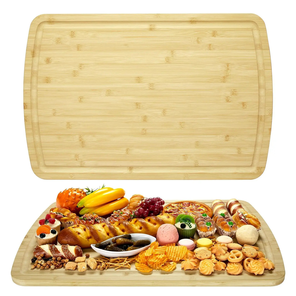 30x20 Inch Large Bamboo Cutting Board for Kitchen, Reversible Wood Noddle Board Stove Top Cover with Deep Juice Grooves, Knives Friendly & Easy to Clean for Home Commercial Use