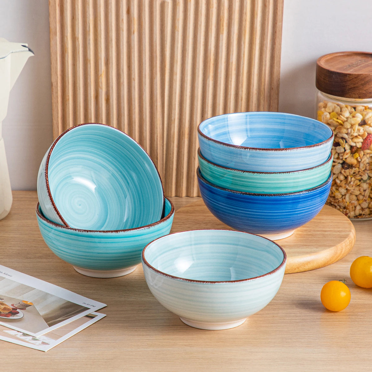 MALACASA Bonita Porcelain Serving Bowl Set For Soup And More