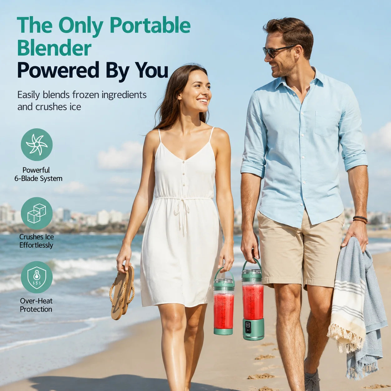 18 oz Portable Blender, Cordless USB-C Rechargeable Personal Blender for Shakes and Smoothies