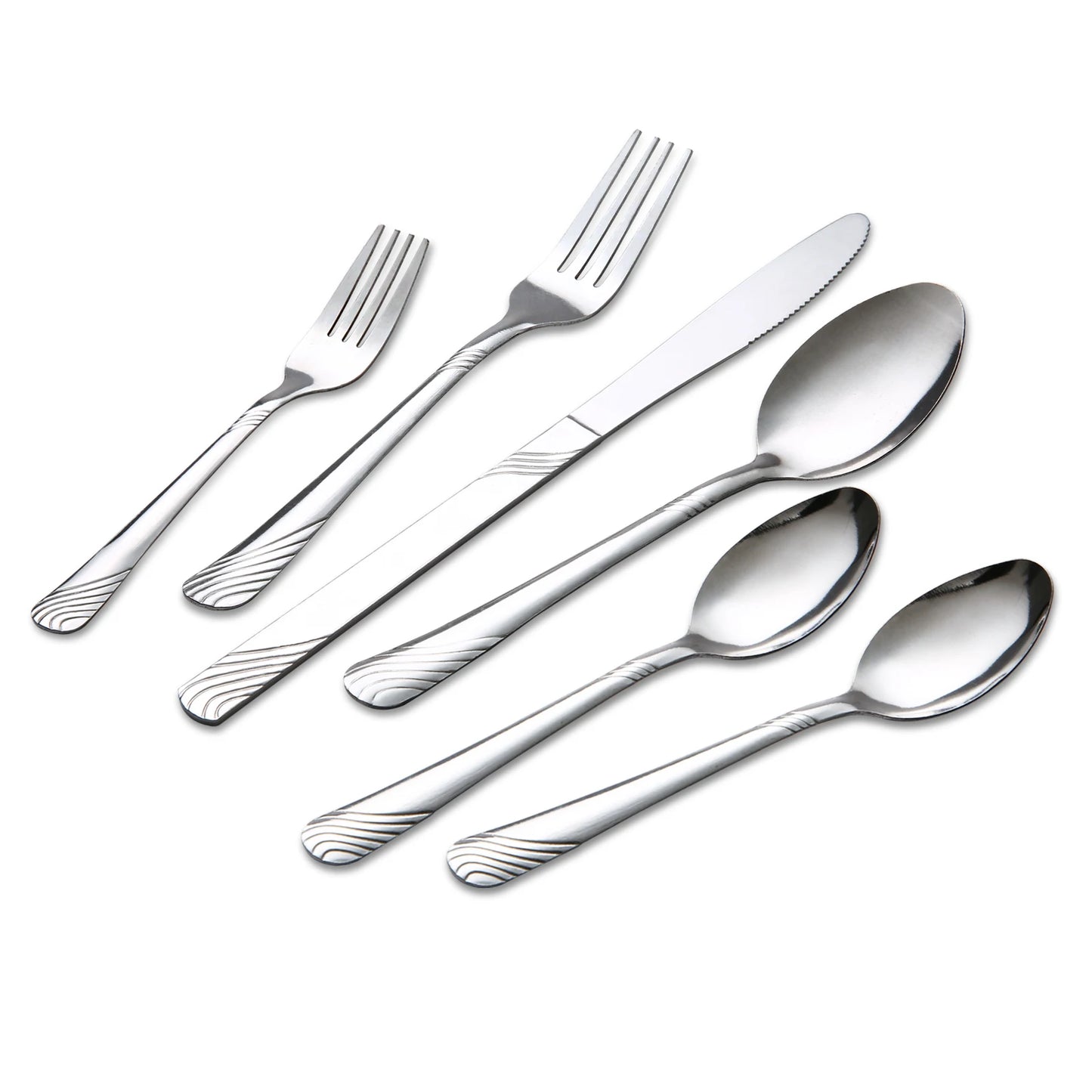 HANSMART 48-Piece Stainless Steel Flatware Set Service for 8 Silver Cutlery Set Silverware Set Kitchen Tableware Utensils Set with 16 Teaspoons Spoons Forks Knives Dinner Cutlery Silverware Sets