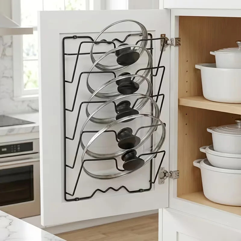 Stainless Steel Wall Mounted Pot Lid Organizer Kitchen Rack