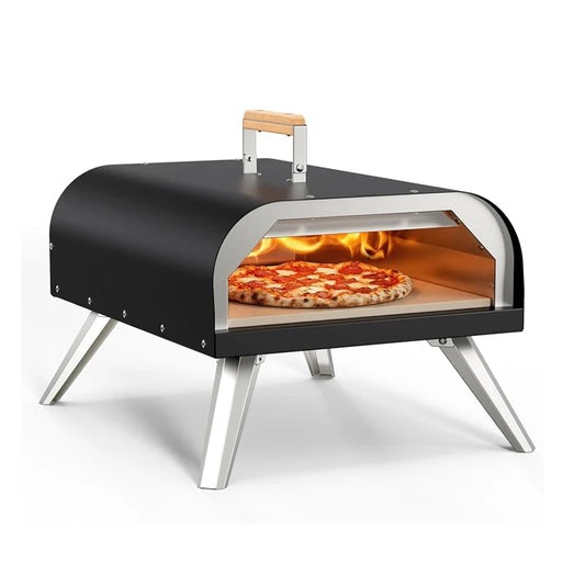 Pizza Oven 12" Outdoor Propane & Wood Fired Pizza Oven Portable Pizza Grill with Pizza Stone and Peel for Backyard Camping & Outdoor Cooking
