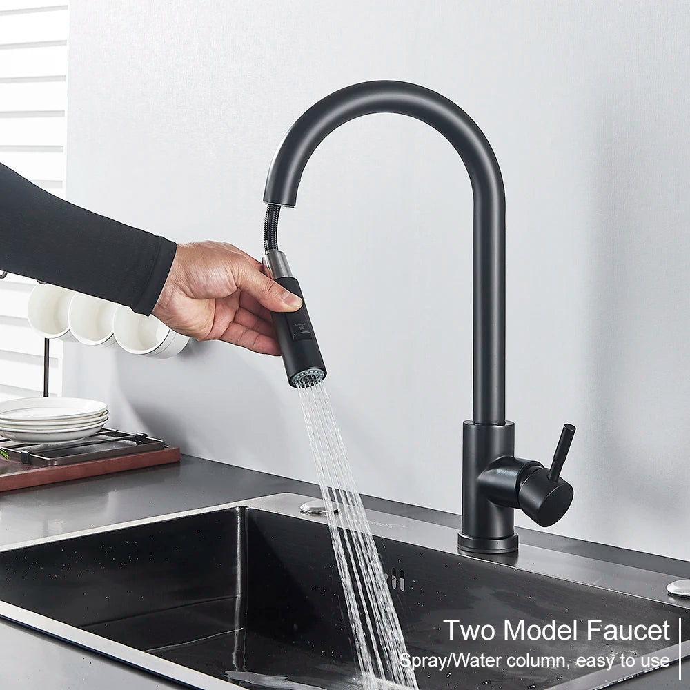 MyQualife Touch Sensor Pull Out Kitchen Faucet Mixer