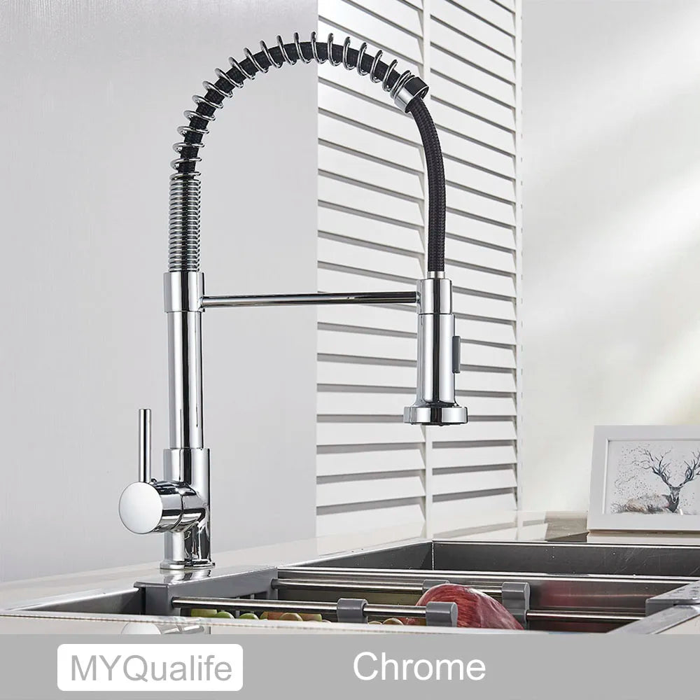 Myqualife Single Handle Pull Down Kitchen Sink Faucet