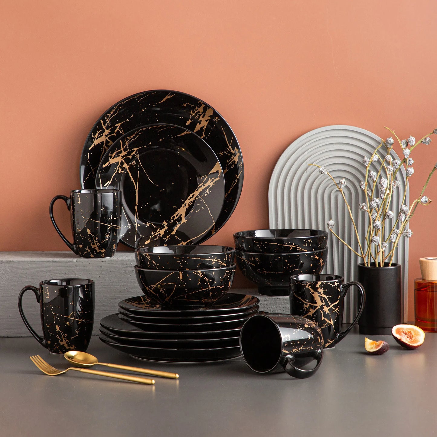 MALACASA Porcelain Dinnerware Set Splash Design Collection