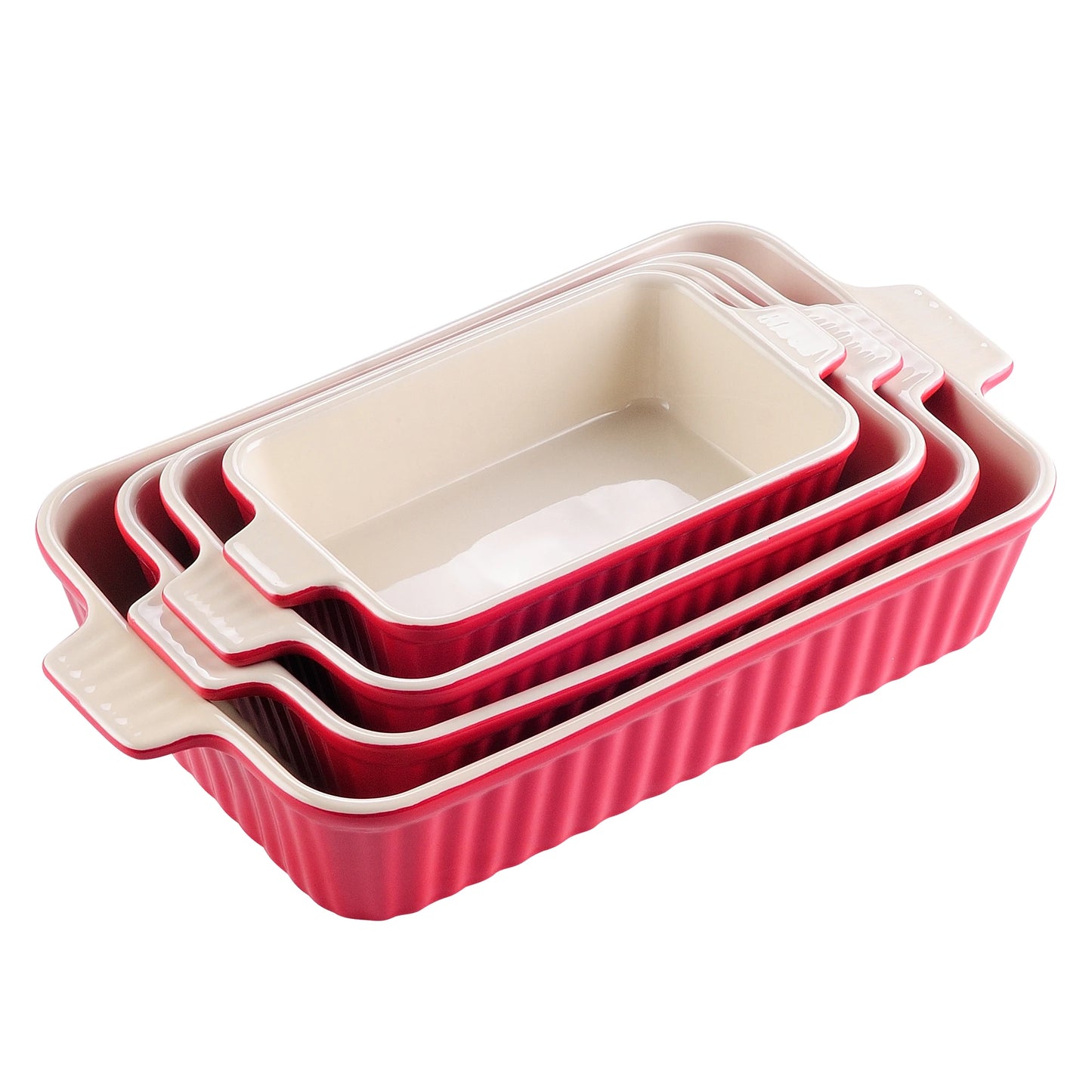 MALACASA 4-Piece Ceramic Baking Dish Set With Oven Safe Handles