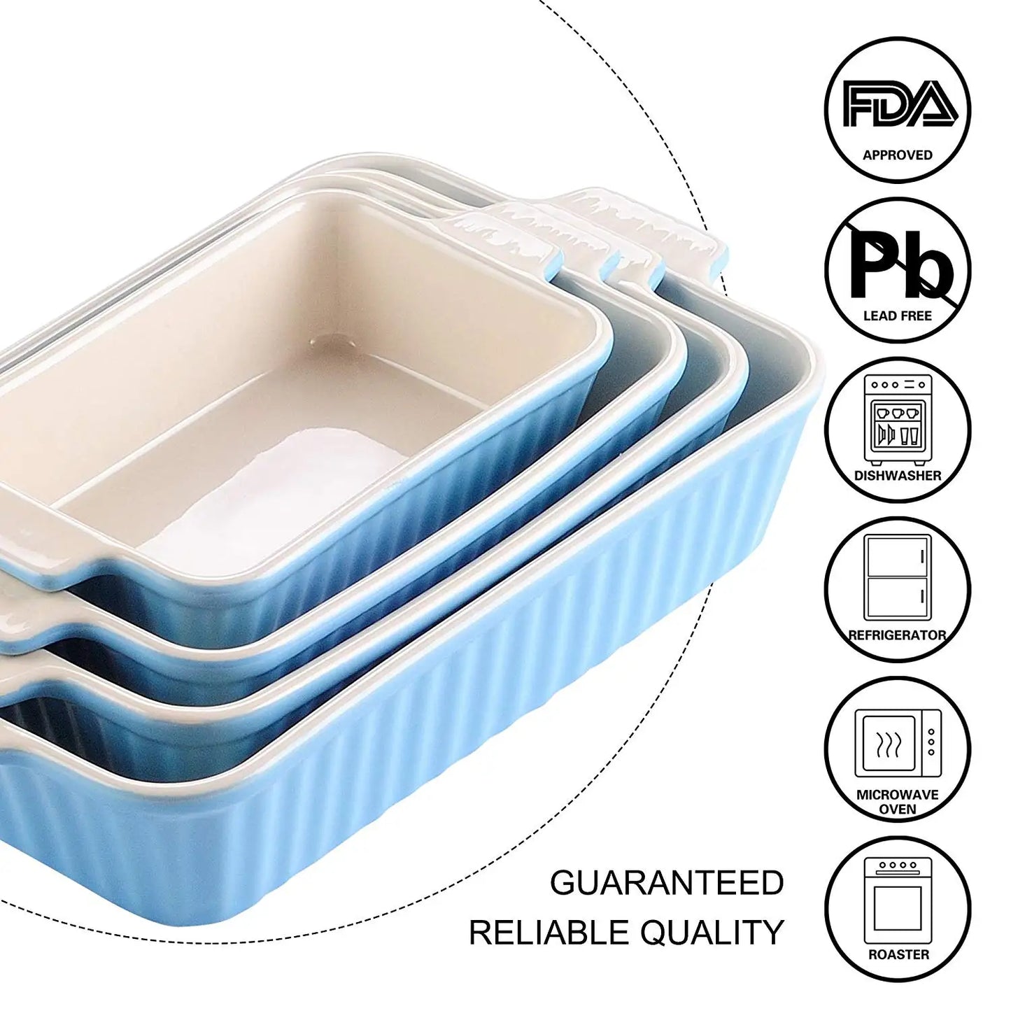 MALACASA 4-Piece Ceramic Baking Dish Set With Oven Safe Handles