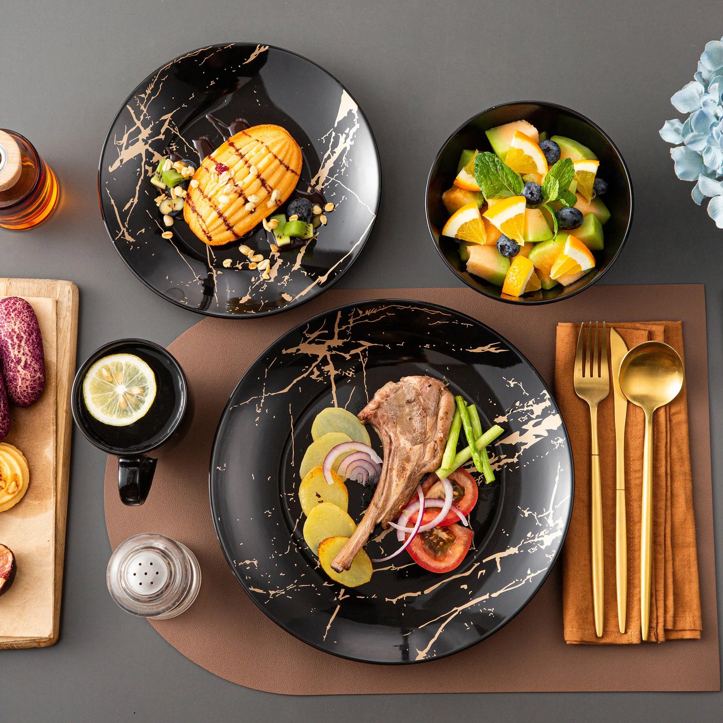 MALACASA Porcelain Dinnerware Set Splash Design Collection