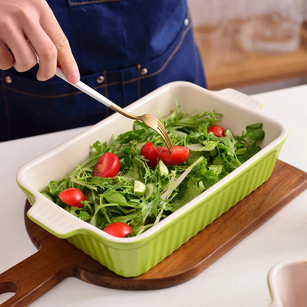 MALACASA 4-Piece Ceramic Baking Dish Set With Oven Safe Handles