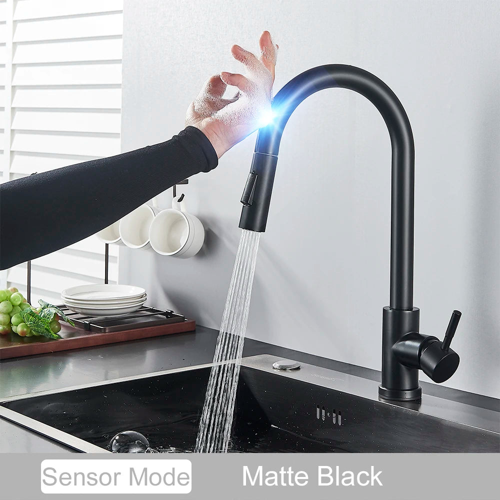 MyQualife Touch Sensor Pull Out Kitchen Faucet Mixer