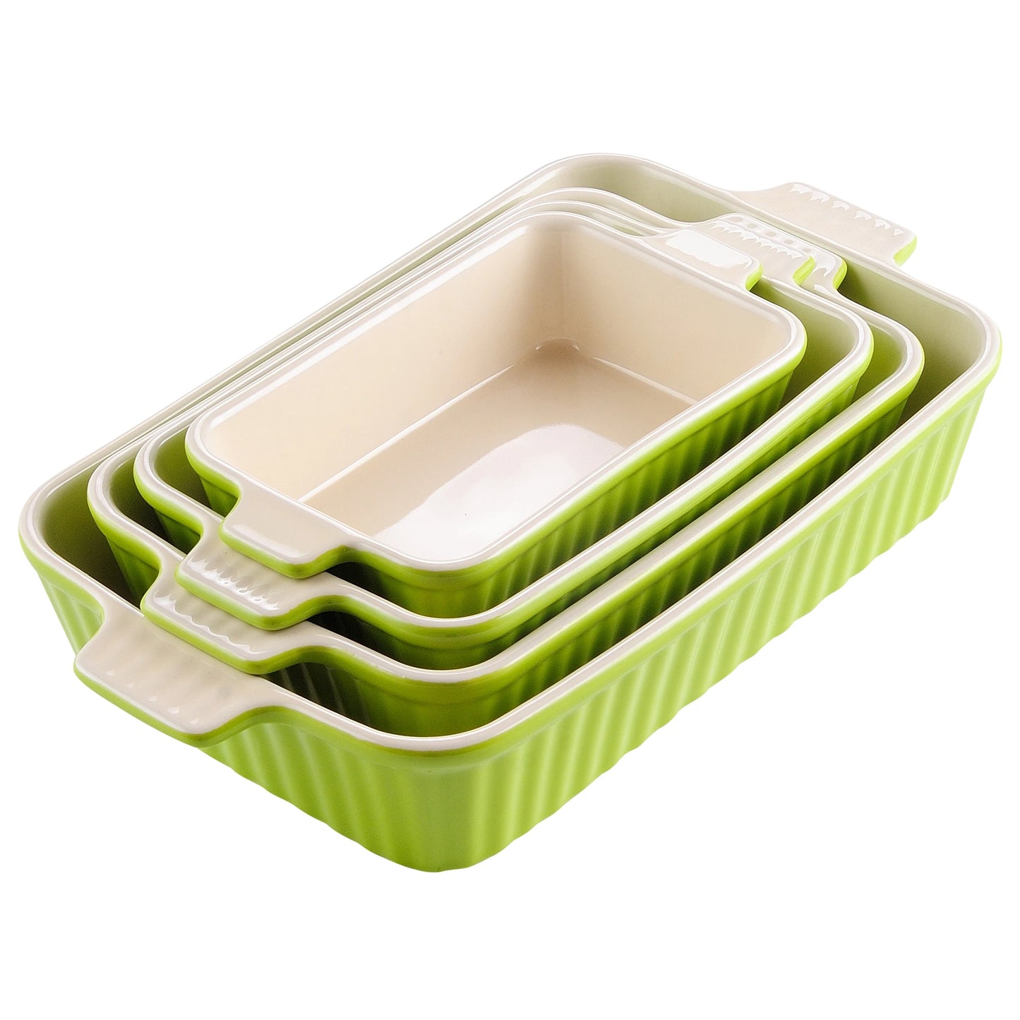 MALACASA 4-Piece Ceramic Baking Dish Set With Oven Safe Handles