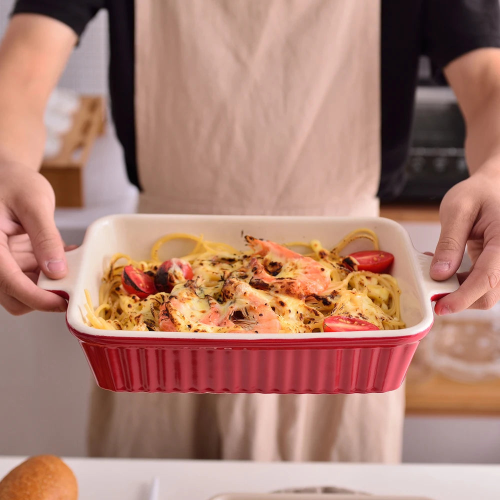 MALACASA 4-Piece Ceramic Baking Dish Set With Oven Safe Handles