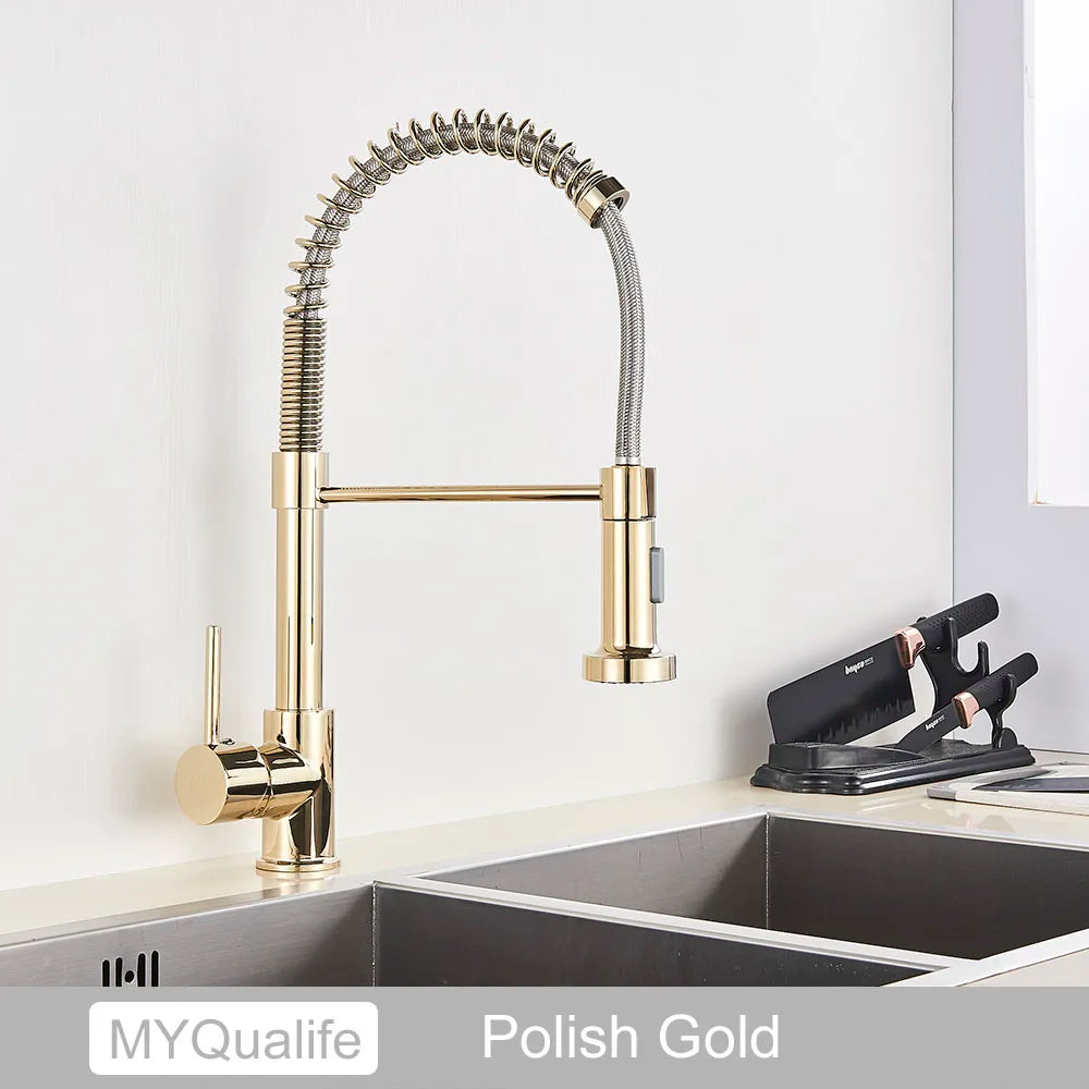 Myqualife Single Handle Pull Down Kitchen Sink Faucet