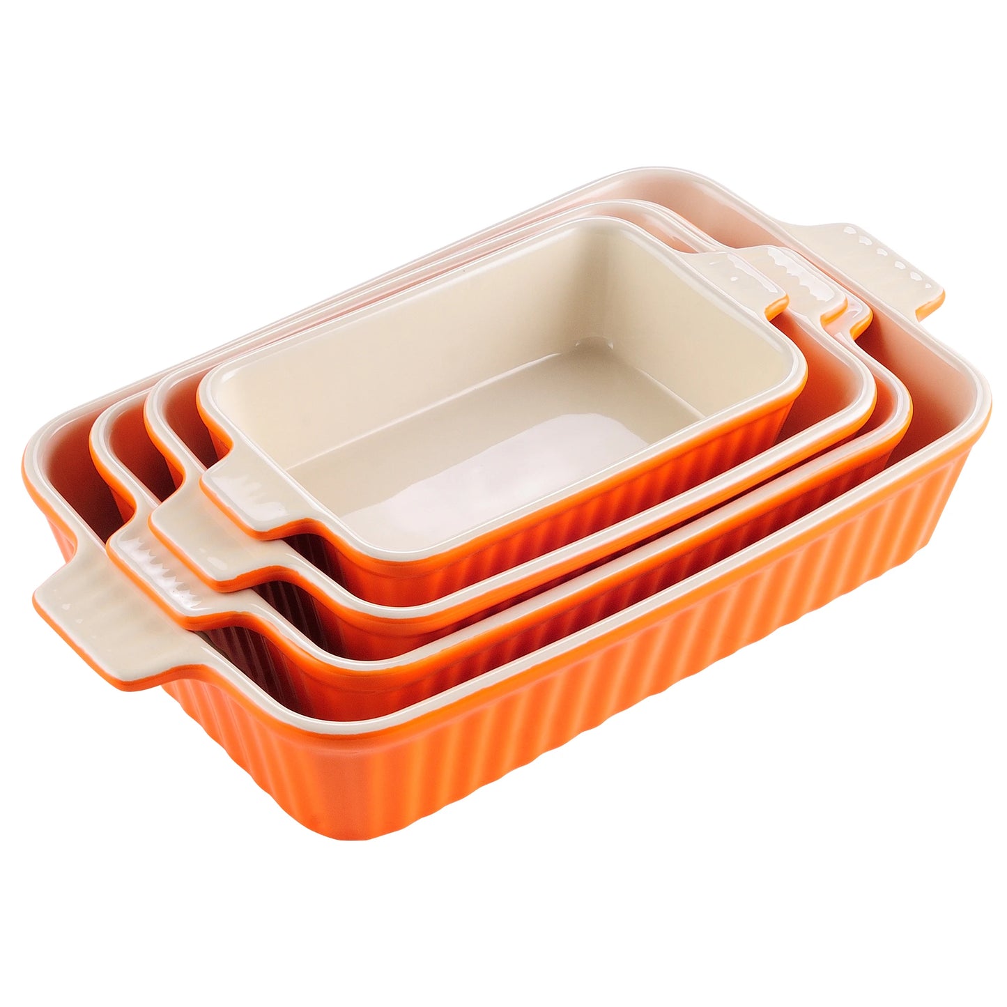 MALACASA 4-Piece Ceramic Baking Dish Set With Oven Safe Handles