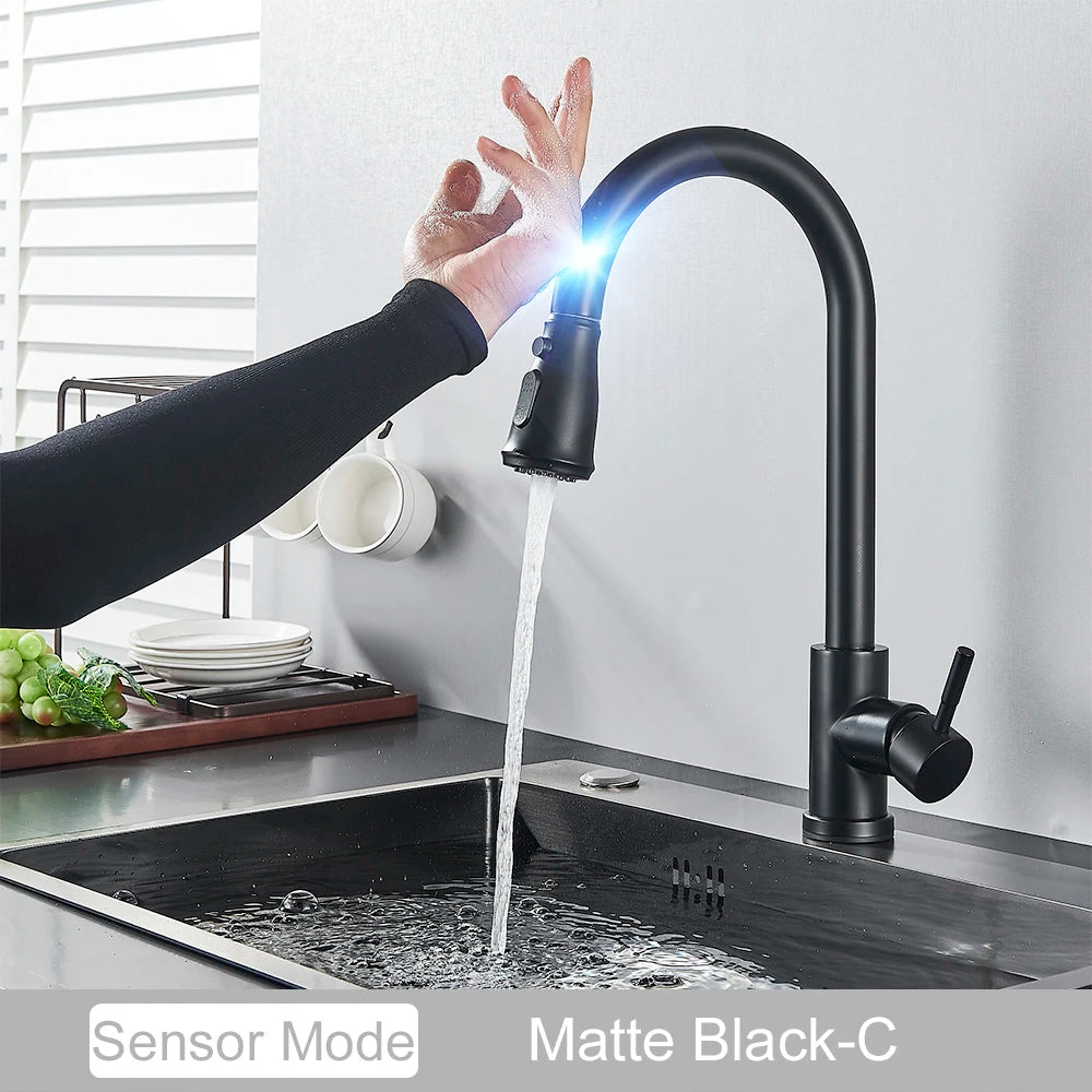 MyQualife Touch Sensor Pull Out Kitchen Faucet Mixer