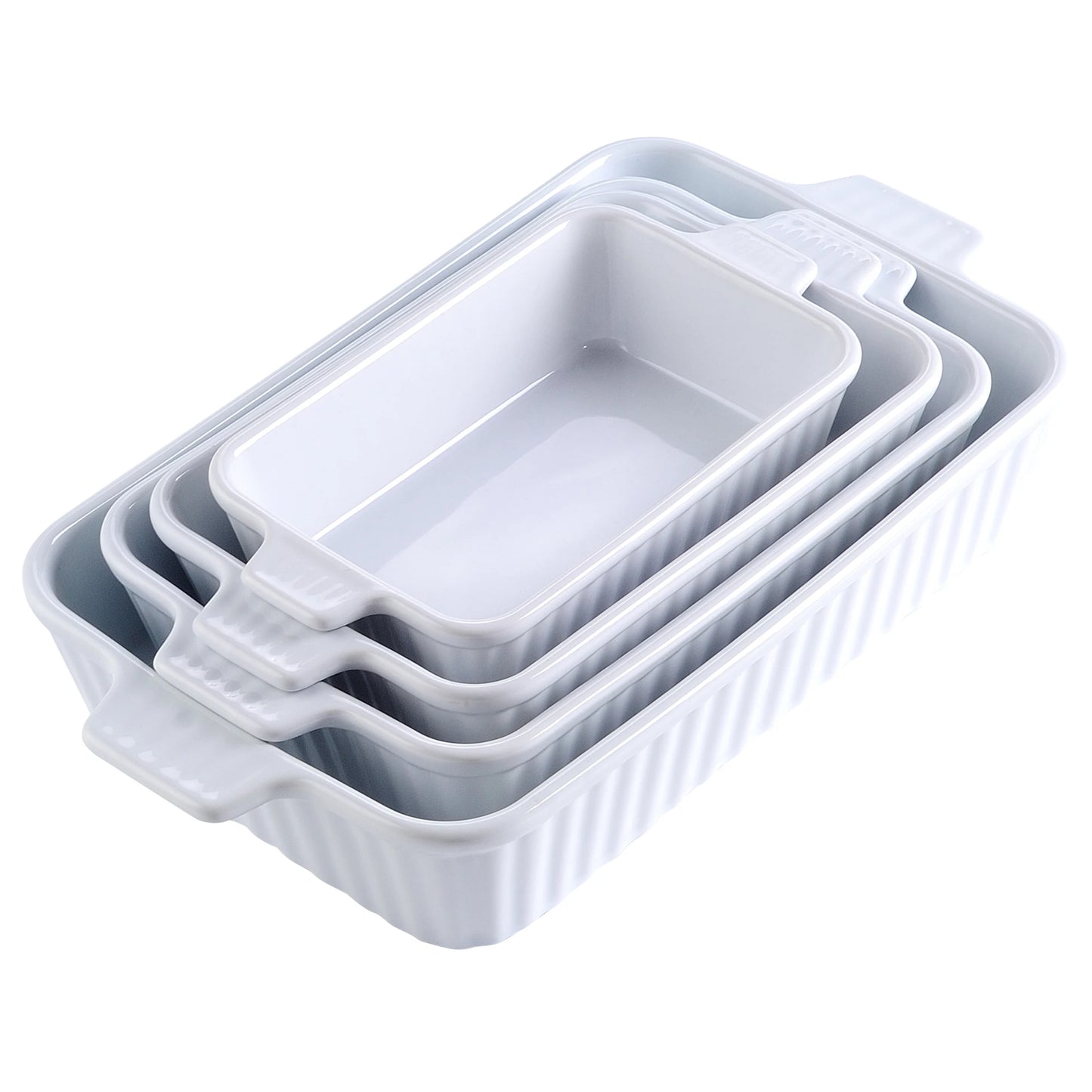 MALACASA 4-Piece Ceramic Baking Dish Set With Oven Safe Handles
