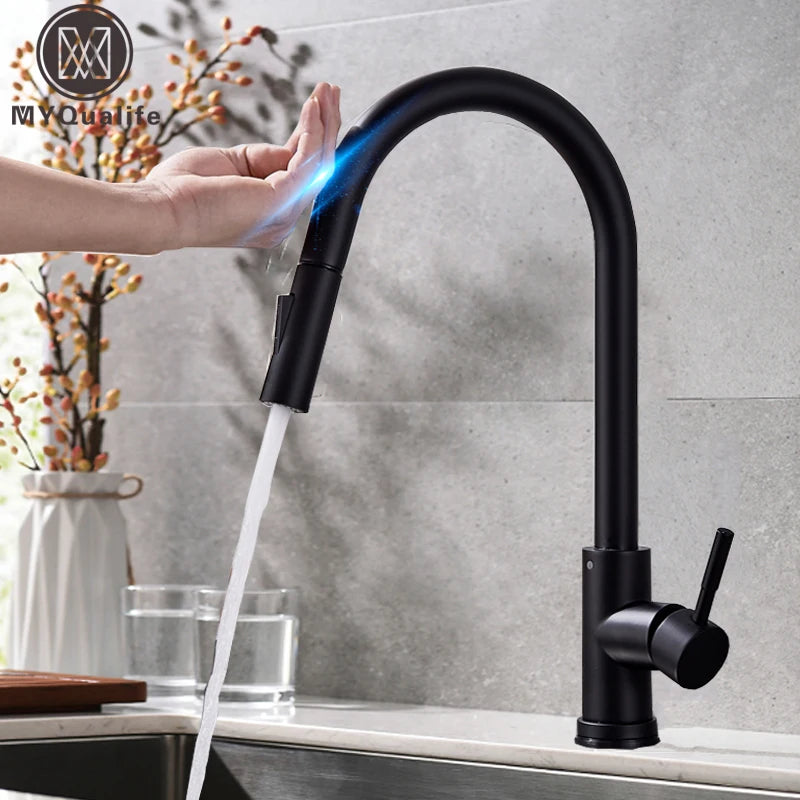MyQualife Touch Sensor Pull Out Kitchen Faucet Mixer