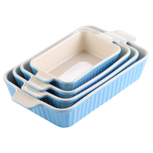 MALACASA 4-Piece Ceramic Baking Dish Set With Oven Safe Handles