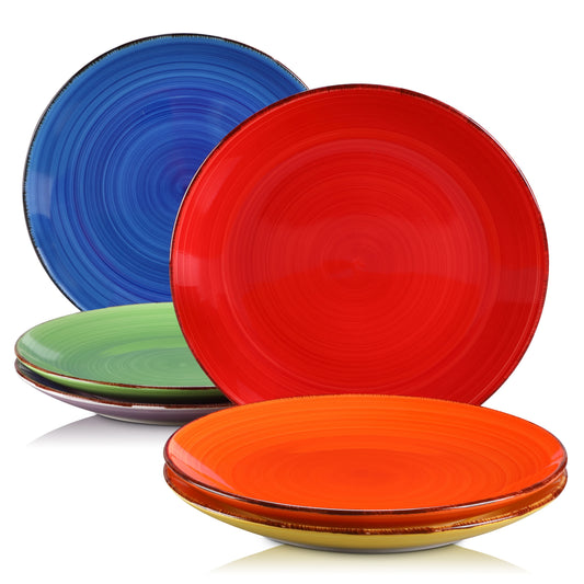 MALACASA Dinner Plate Set Handpainted Rustic Look Porcelain