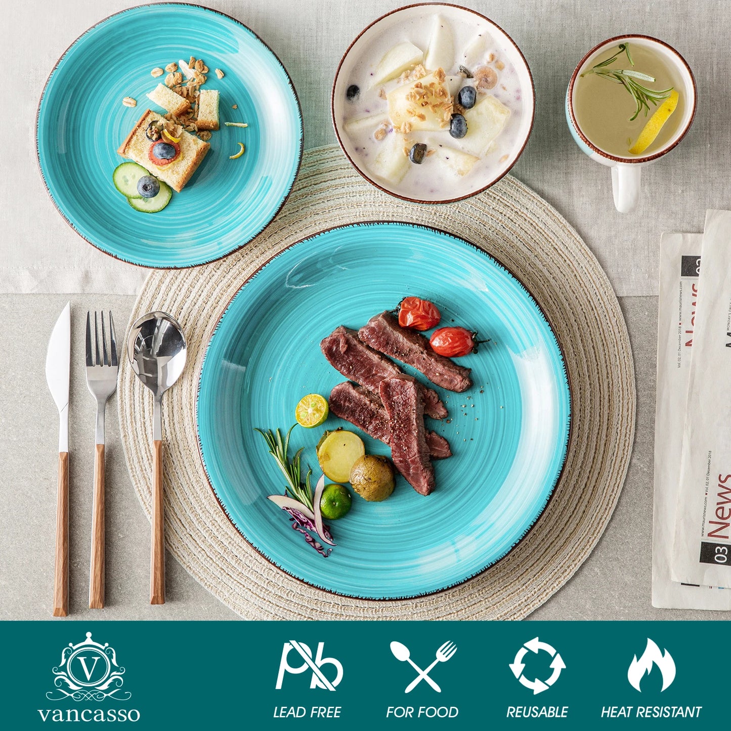 MALACASA Bella T Porcelain Dinnerware Set Plates Bowls Mugs