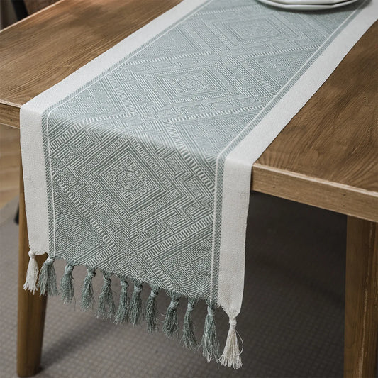 Table Runner Nordic Jacquard Geometric Table Flag Tassel Fashion Tea Flag Dining Flag Long Polyester Cotton Tablecloth