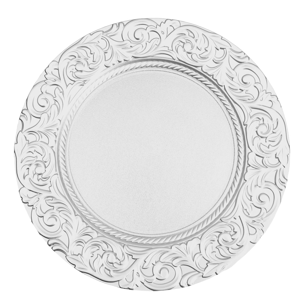 100Pcs 13 Inch Round Charger Plates, Silver Decorative Serving Platters for Holiday and Party Table Setting