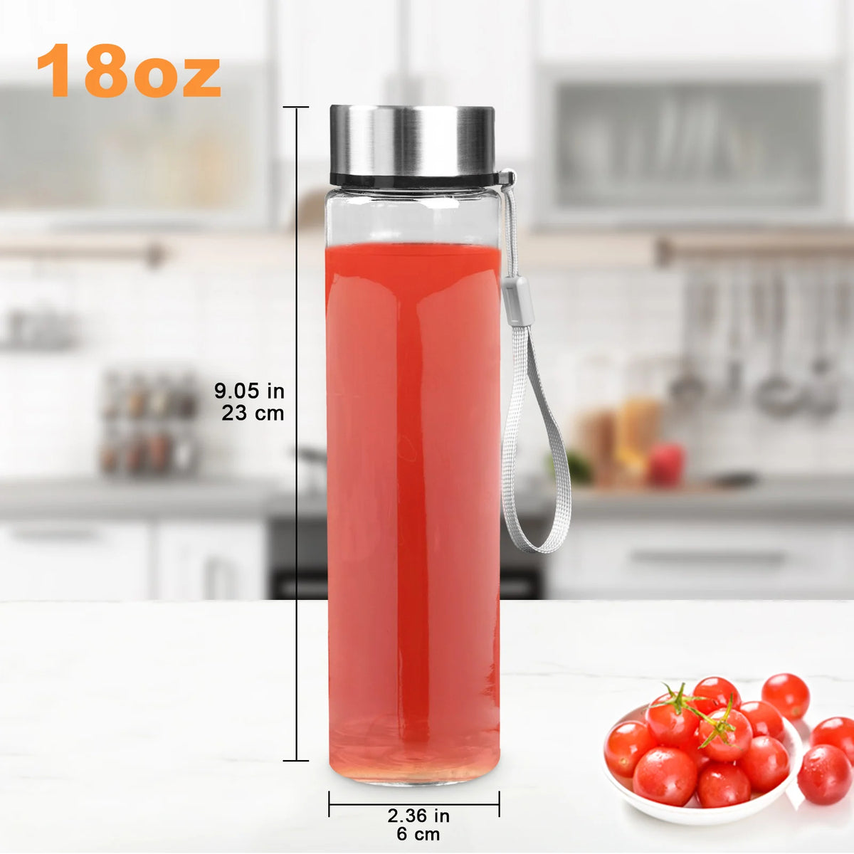 HANSMART Juice Bottles  2Pack Wide Mouth Plastic Bottles with Lids for Juicing Smoothies Infused Water Beverage Storage