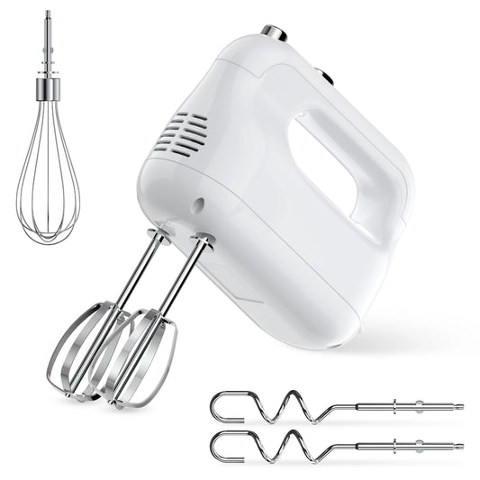 Electric Egg Beater Portable 5-Speed Handheld Kitchen Mixer with Stainless Steel Beaters Dough Hooks for Mixing Cakes Eggs Tools