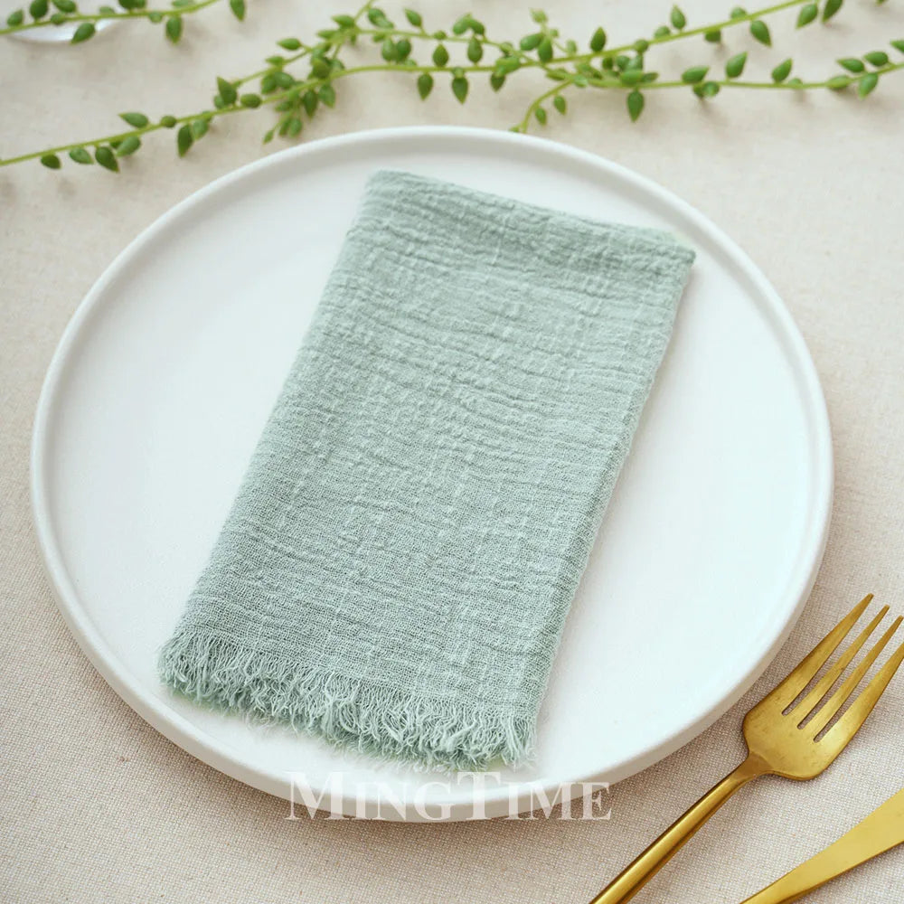 12pcs 42x42cm Cotton Gauze Cloth Napkins Versatile for Dining Wedding Home Decor Rustic Linen Table Napkin Mats Tea Towels