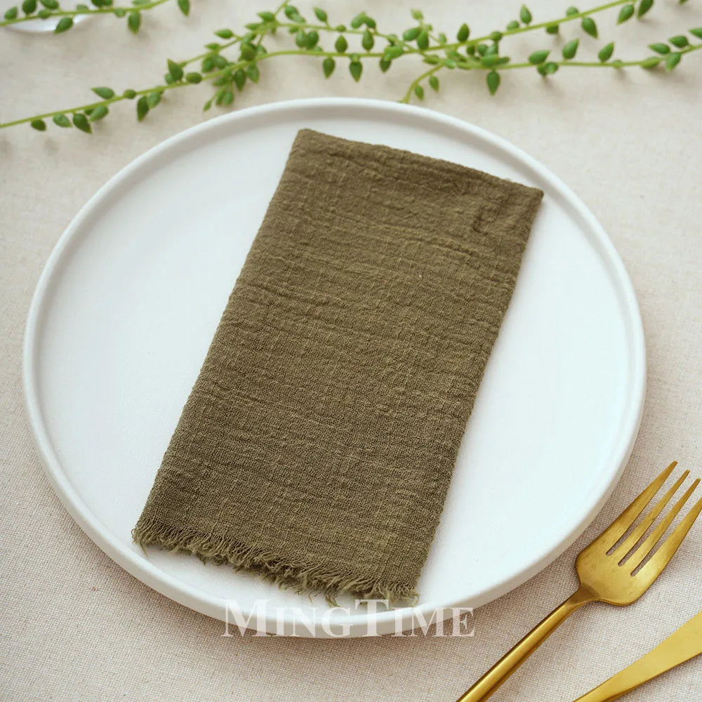 12pcs 42x42cm Cotton Gauze Cloth Napkins Versatile for Dining Wedding Home Decor Rustic Linen Table Napkin Mats Tea Towels