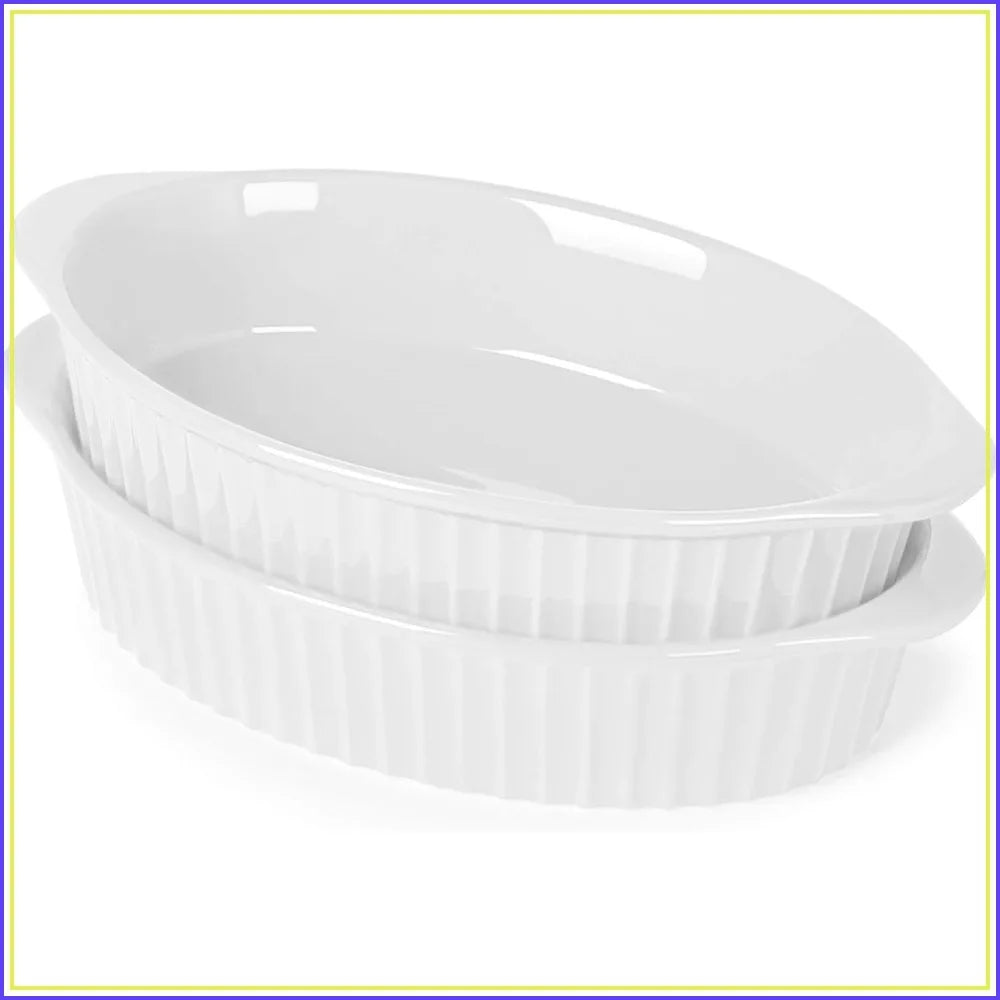 Oval Ceramic Baking Dish Set of 2, 8.7x5.3x1.8 Inch, for 1-2 Servings, Oven & Microwave Safe