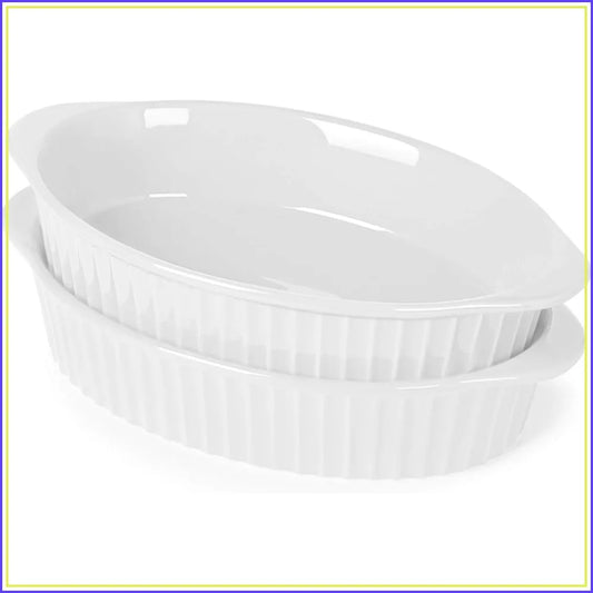 Oval Ceramic Baking Dish Set of 2, 8.7x5.3x1.8 Inch, for 1-2 Servings, Oven & Microwave Safe